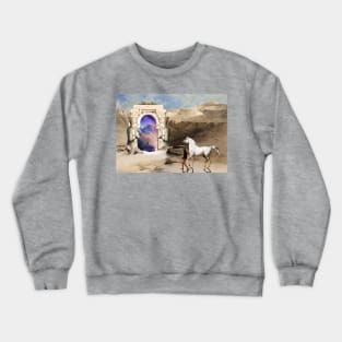 Atreyu's Gate - Enchanted Equus: A Dreamy Collage of Horse, Egypt, and Galaxy | Redbubble Crewneck Sweatshirt